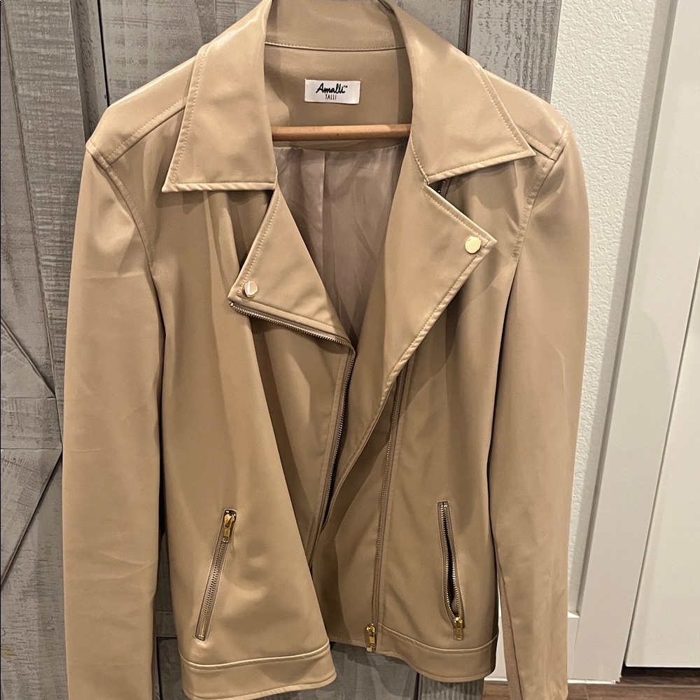 Tall ladies….Women's Tan Faux Leather Jacket